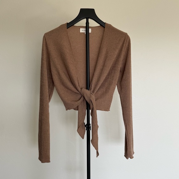 Wishlist Tops - Wishlist Ribbed Wrap Top Tie Front Boho Crop Sweater Size Small